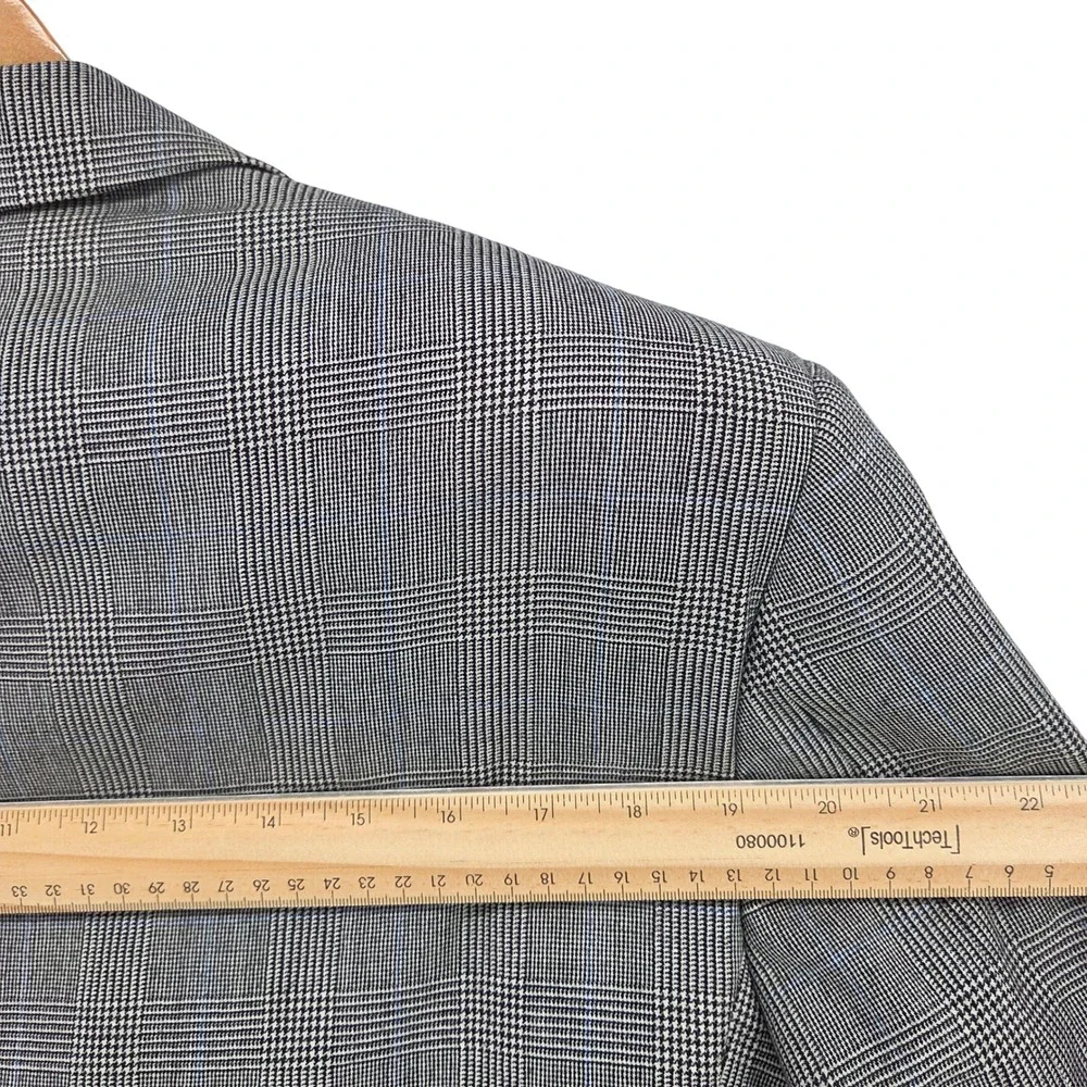 Jos A Bank Signature Collection Mens 42R Grey Glen Check Wool Blazer Suit Jacket